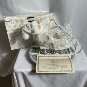 Heritage Signature Collection Winter Baby Figurine Sleigh Box COA